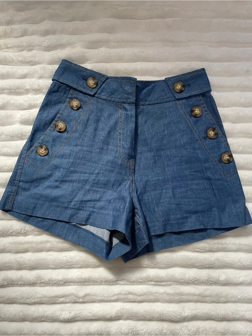 10 Crosby Derek Lam Light Blue Sailor Button High-Waist Shorts - Picture 4 of 16
